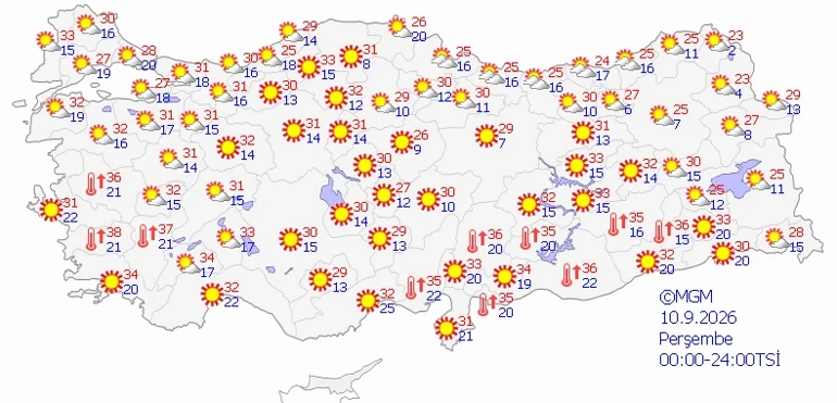 Son dakika hava durumu tahminleri il il | Yarın (10 Eylül) hava nasıl olacak İstanbulda yağmur yağacak mı Meteorolojiden sıcak hava uyarısı Mevsim normalleri üzerine çıkıyor