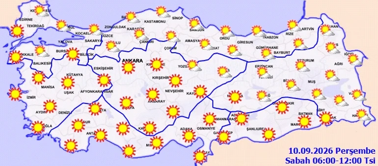 Son dakika hava durumu tahminleri il il | Yarın (10 Eylül) hava nasıl olacak İstanbulda yağmur yağacak mı Meteorolojiden sıcak hava uyarısı Mevsim normalleri üzerine çıkıyor