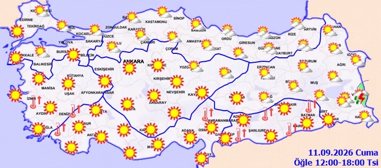 Hava durumu tahminleri il il | Yarın (11 Eylül) hava nasıl olacak Cuma günü yağmur var mı Meteoroloji duyurdu Hafta sonu sıcaklıklar artıyor...