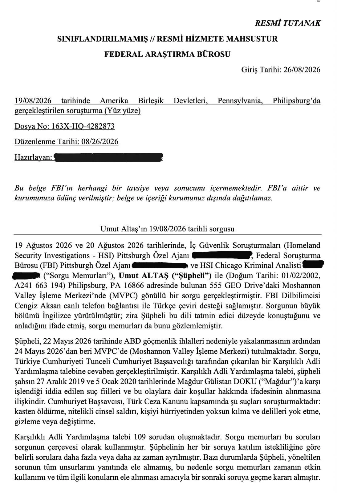 Gülistan cinayetinin bir numaralı tanığı yaşananları FBI'a anlattı