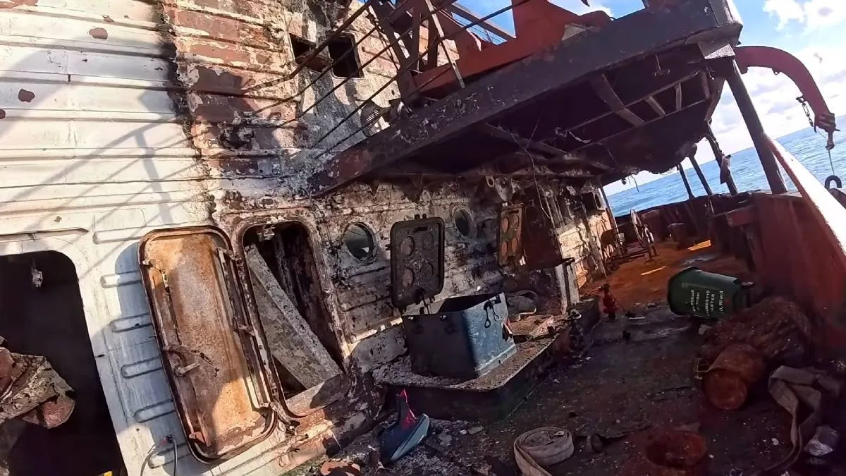 Şile'ye sürüklenen Rus gemisinin içi ilk kez görüntülendi
