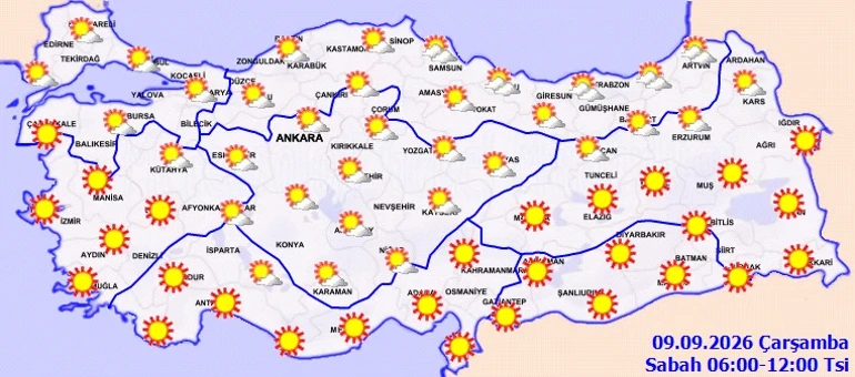 SON DAKİKA HAVA DURUMU TAHMİNLERİ İL İL | Yarın (9 Eylül) hava nasıl olacak İstanbulda yağmur var mı Meteoroloji duyurdu: Sıcaklıklar artıyor