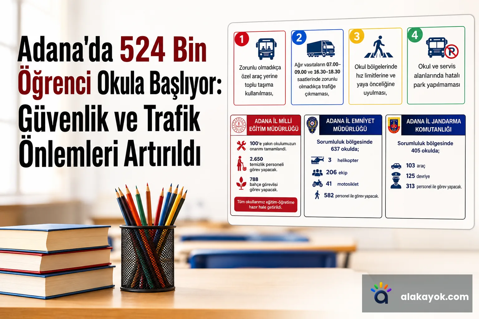 Adana'da 524 Bin Öğrenci Okula Başlıyor: Güvenlik ve Trafik Önlemleri Artırıldı