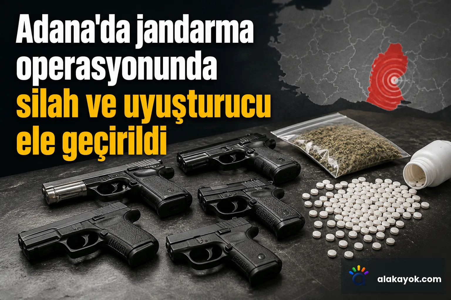 Adana'da jandarma operasyonunda silah ve uyuşturucu ele geçirildi