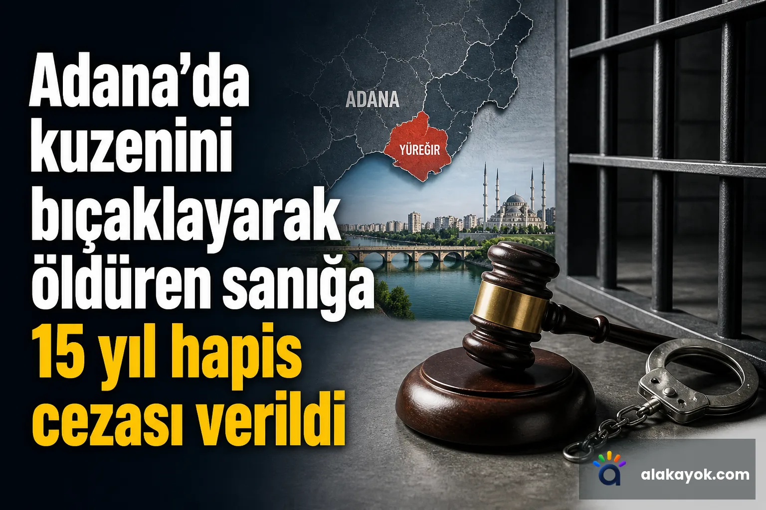 Adana'da kuzenini bıçaklayarak öldüren sanığa 15 yıl hapis cezası verildi