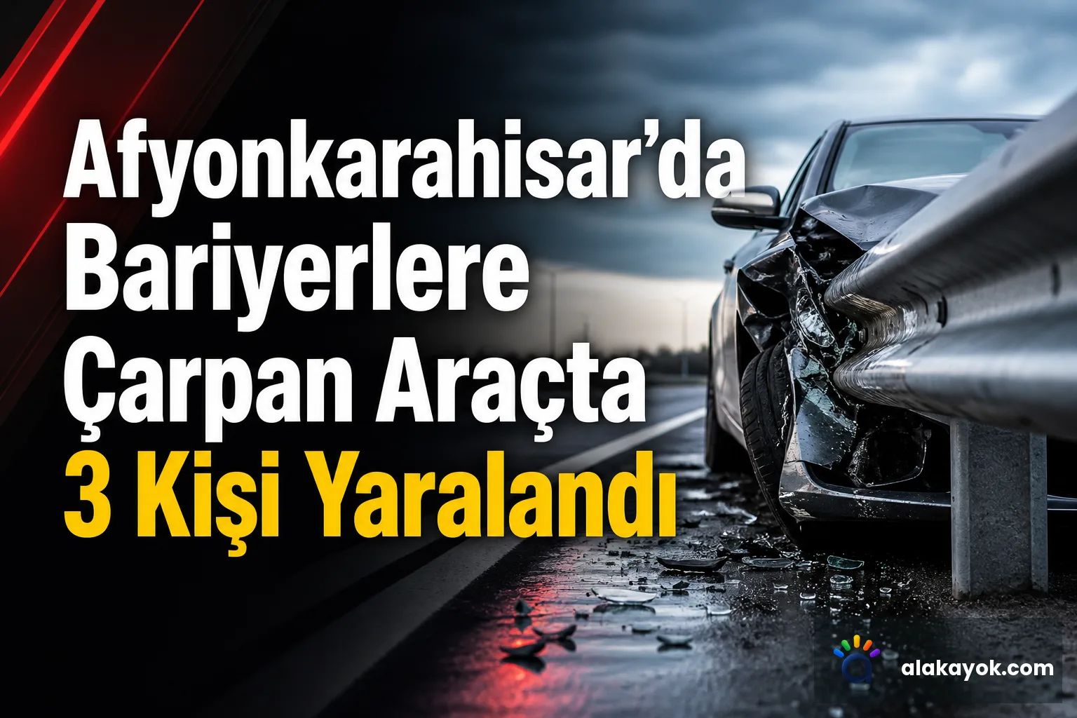 Afyonkarahisar'da Bariyerlere Çarpan Araçta 3 Kişi Yaralandı