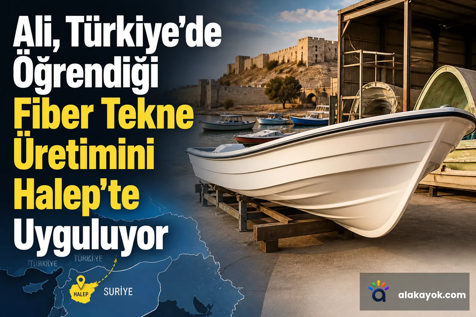 Ali, Türkiye'de Öğrendiği Fiber Tekne Üretimini Halep'te Uyguluyor
