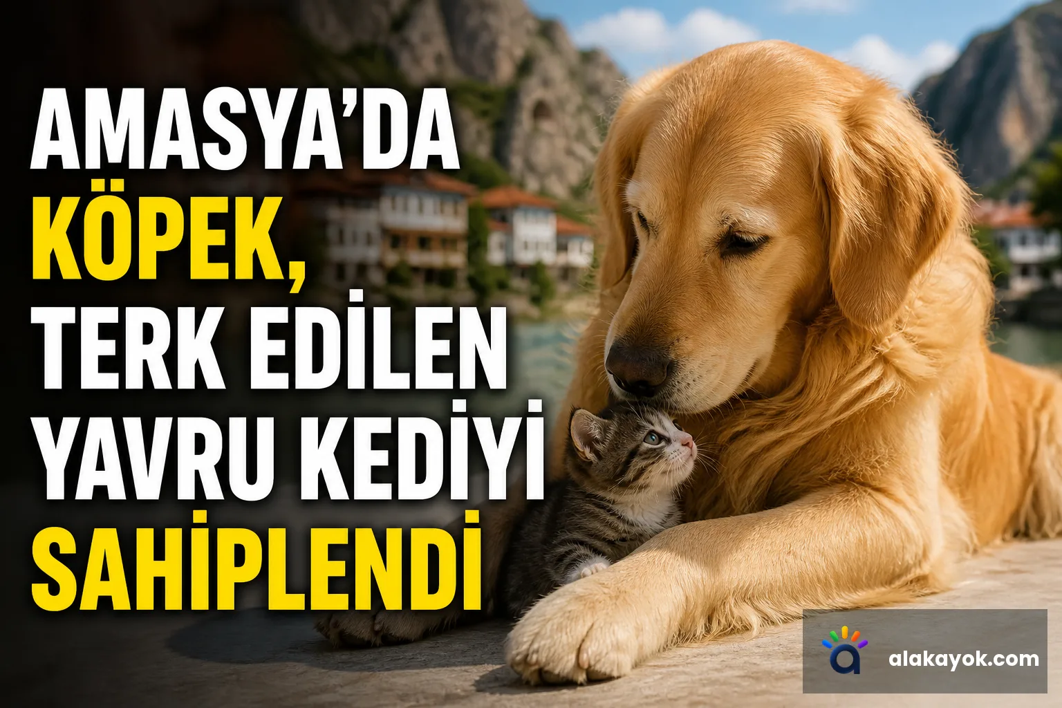 Amasya'da Köpek, Terk Edilen Yavru Kediyi Sahiplendi