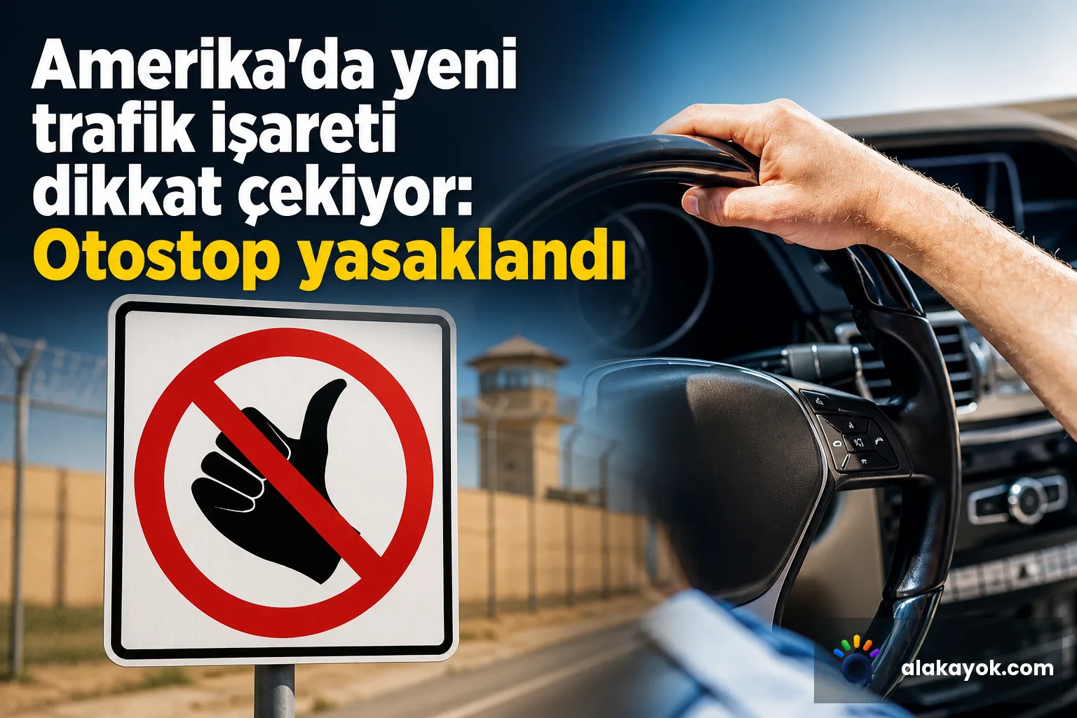Amerika'da yeni trafik işareti dikkat çekiyor: Otostop yasaklandı
