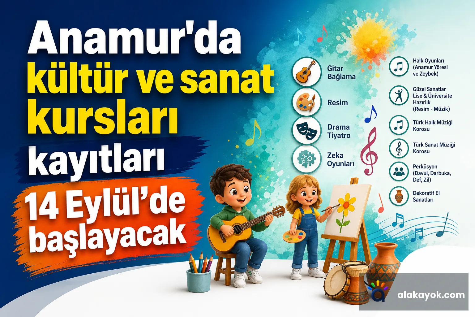 Anamur'da kültür ve sanat kursları kayıtları 14 Eylül'de başlayacak