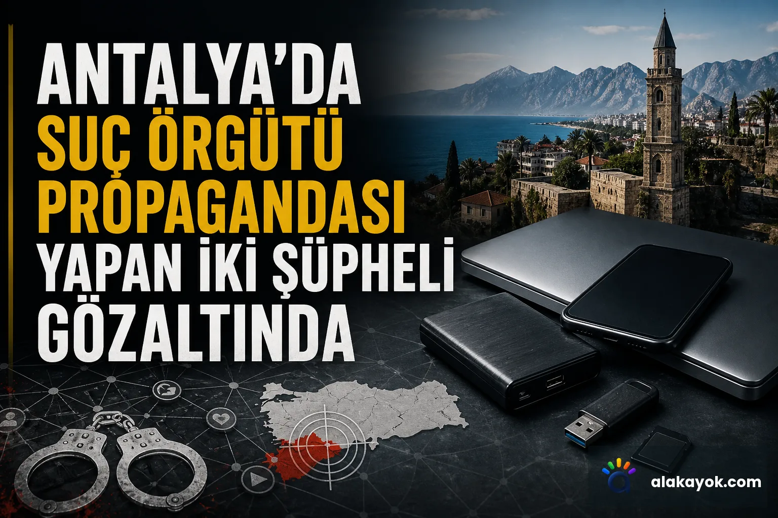 Antalya'da Suç Örgütü Propagandası Yapan İki Şüpheli Gözaltında