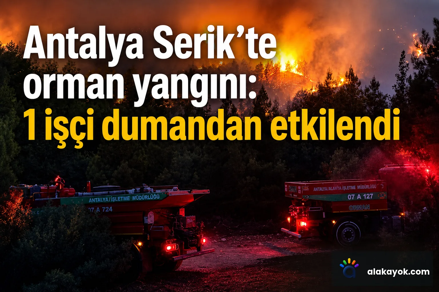 Antalya Serik'te orman yangını: 1 işçi dumandan etkilendi