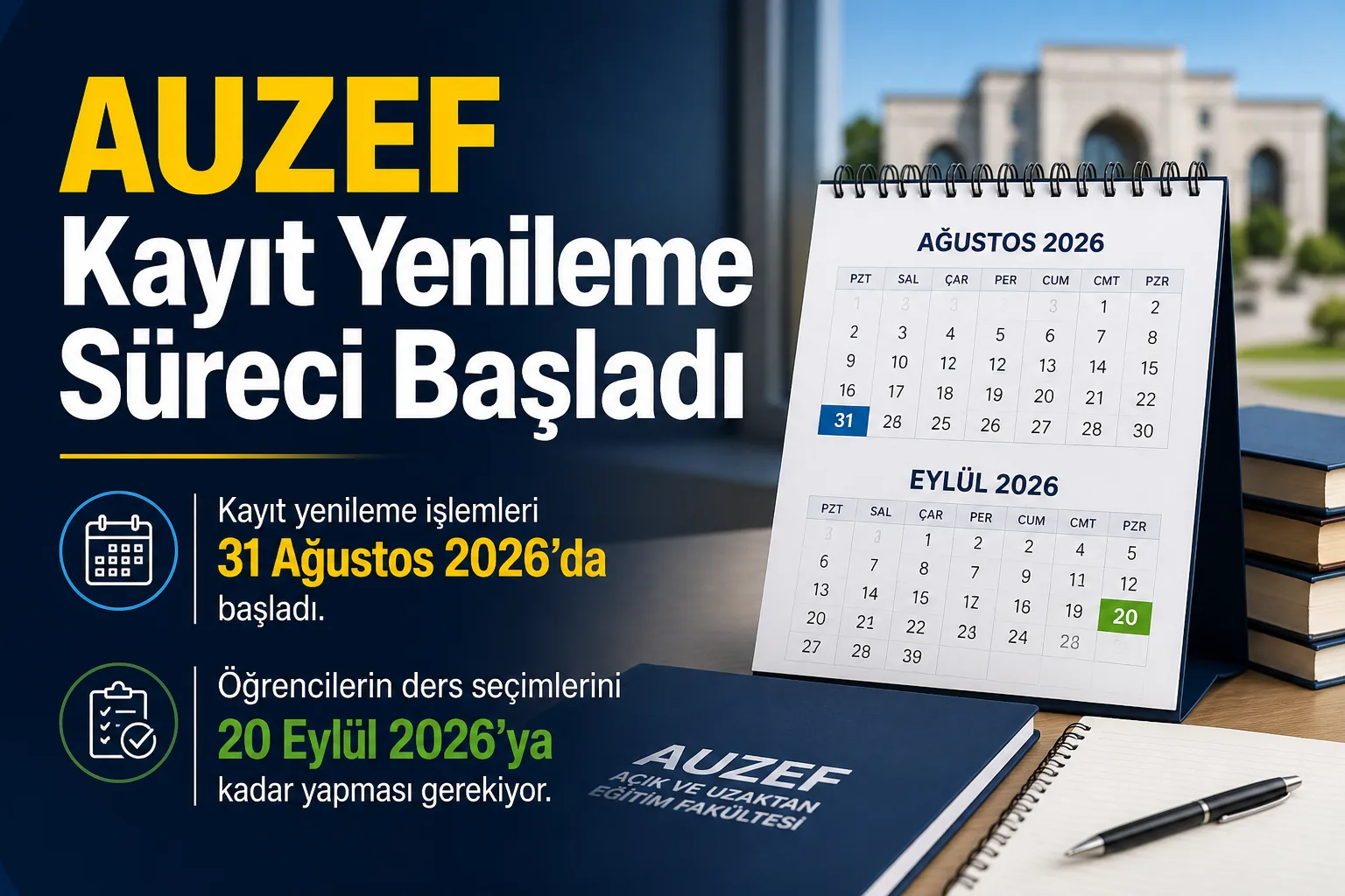 AUZEF Kayıt Yenileme Süreci Başladı