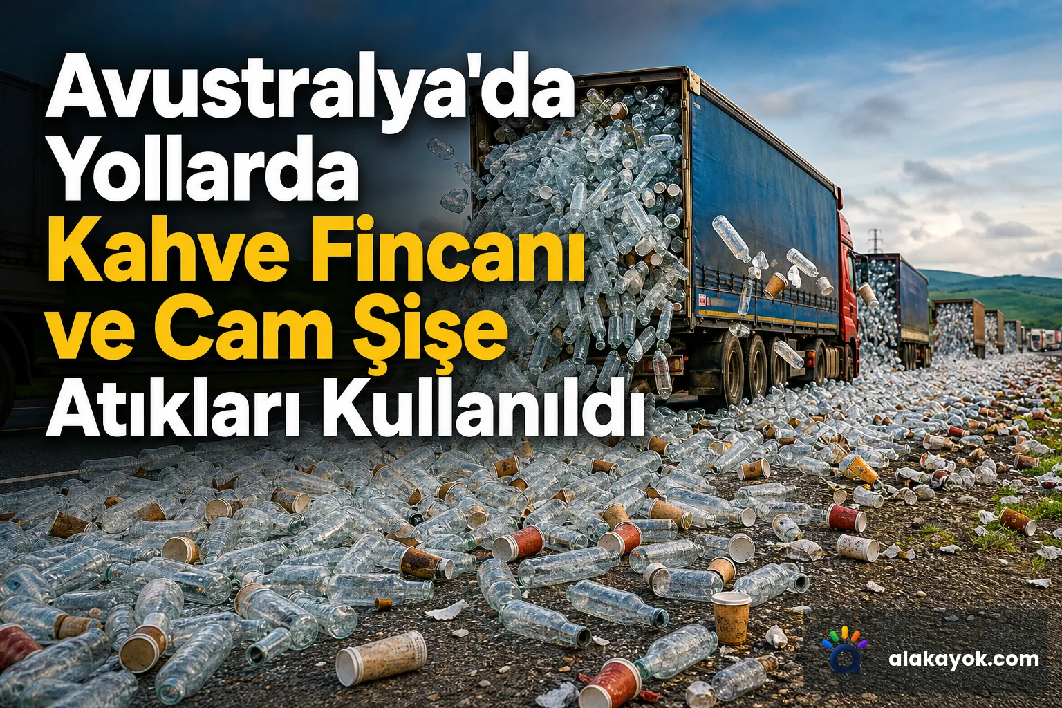 Avustralya'da Yollarda Kahve Fincanı ve Cam Şişe Atıkları Kullanıldı