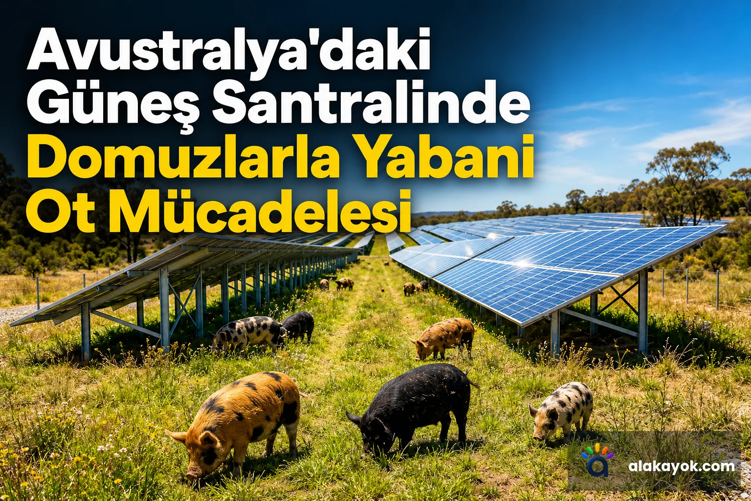 Avustralya'daki Güneş Santralinde Domuzlarla Yabani Ot Mücadelesi