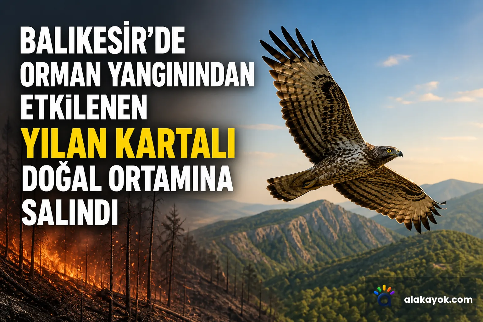 Balıkesir'de Orman Yangınından Etkilenen Yılan Kartalı Doğal Ortamına Salındı
