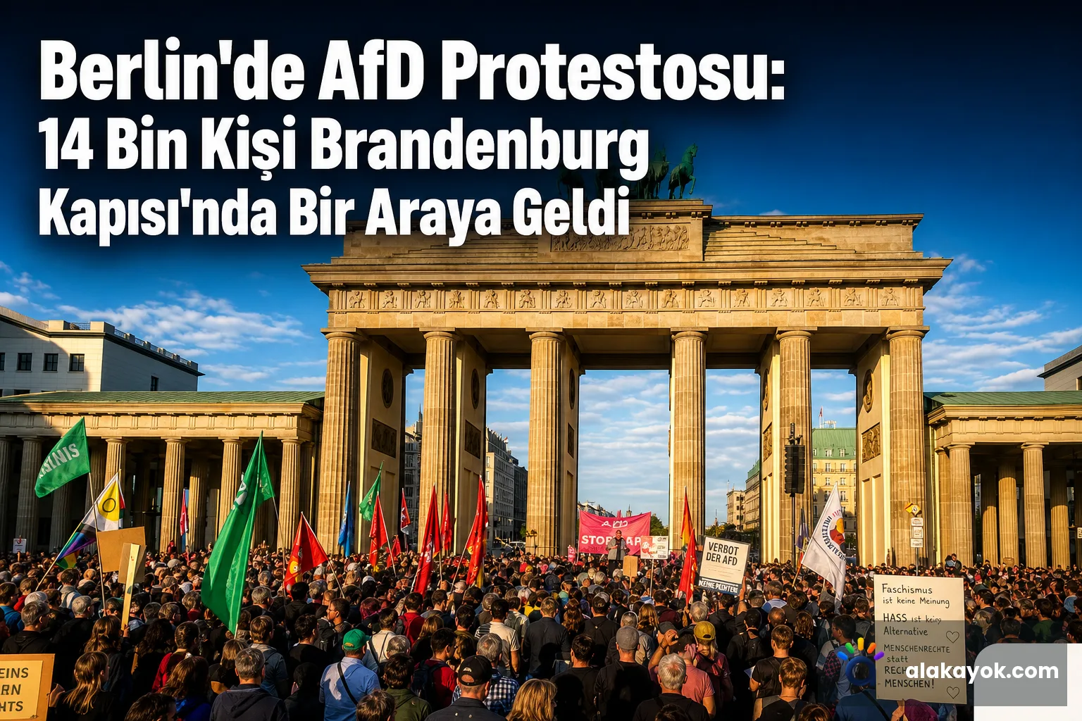 Berlin'de AfD Protestosu: 14 Bin Kişi Brandenburg Kapısı'nda Bir Araya Geldi