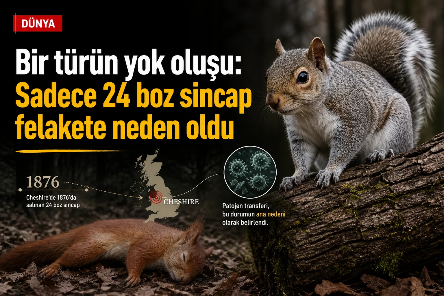 Bir türün yok oluşu: Sadece 24 boz sincap felakete neden oldu