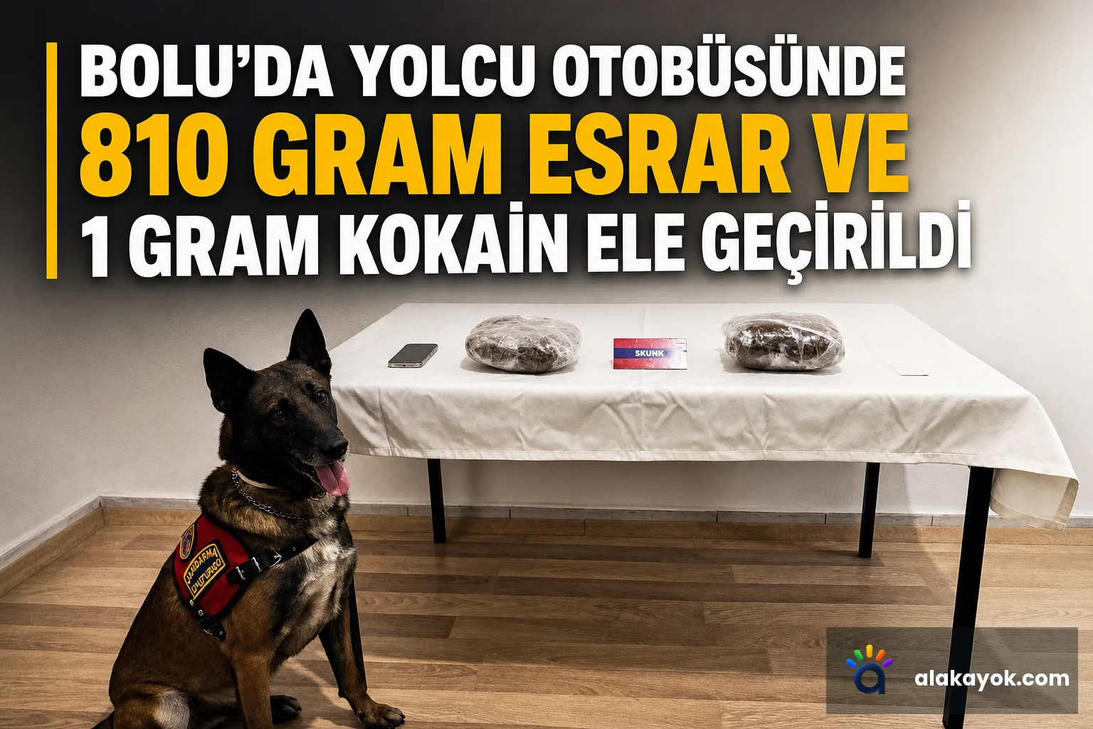 Bolu'da Yolcu Otobüsünde 810 Gram Esrar ve 1 Gram Kokain Ele Geçirildi