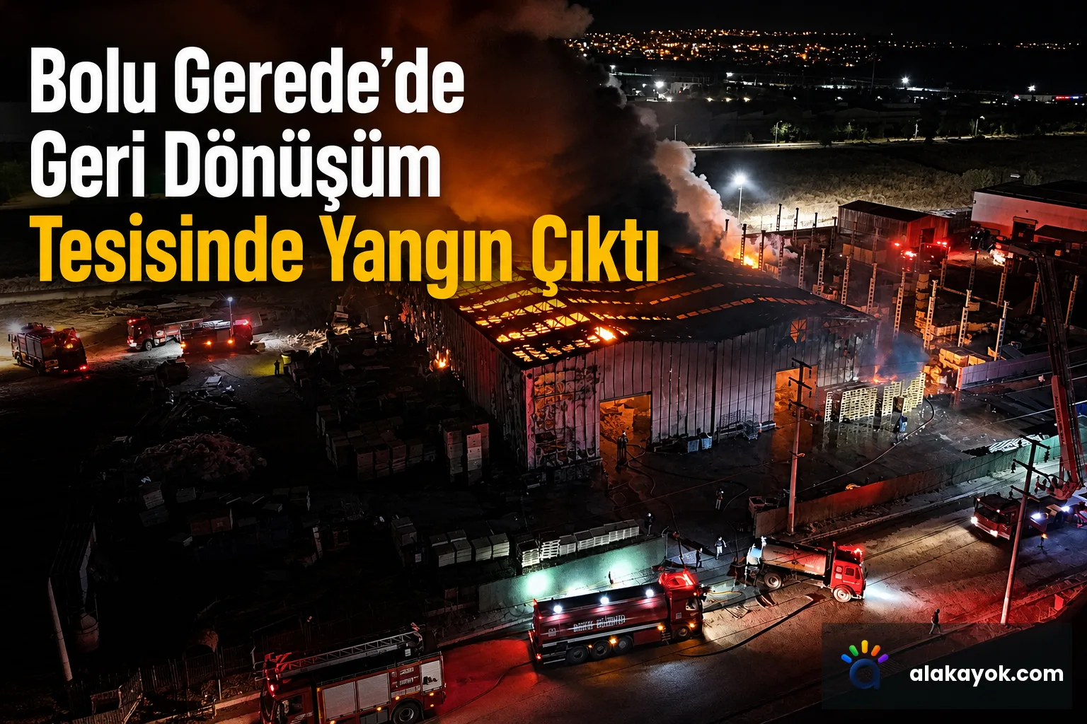 Bolu Gerede'de Geri Dönüşüm Tesisinde Yangın Çıktı