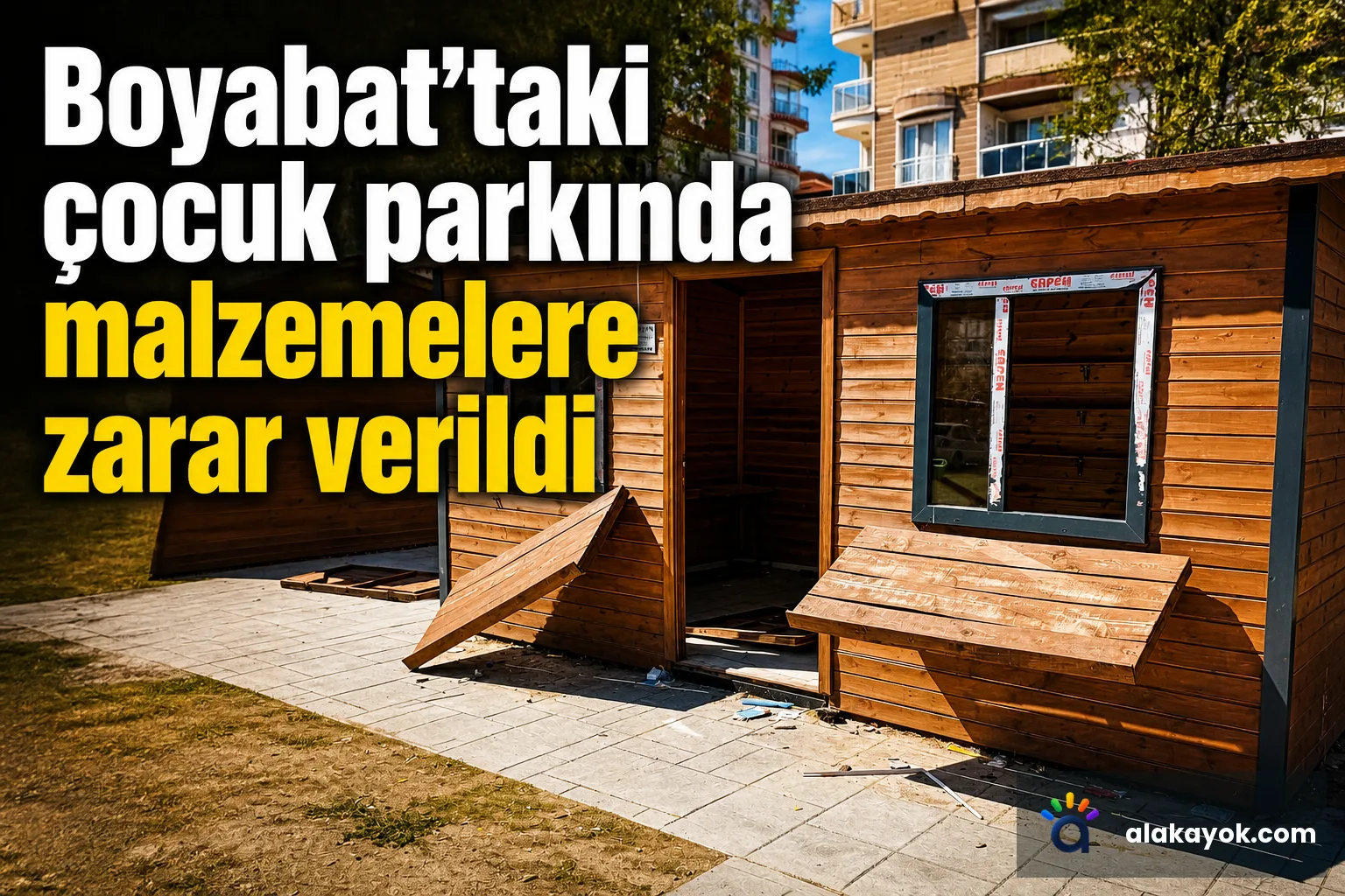 Boyabat'taki çocuk parkında malzemelere zarar verildi