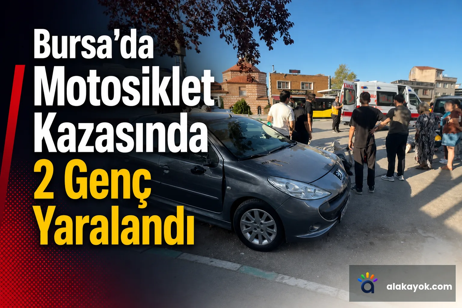 Bursa'da Motosiklet Kazasında 2 Genç Yaralandı