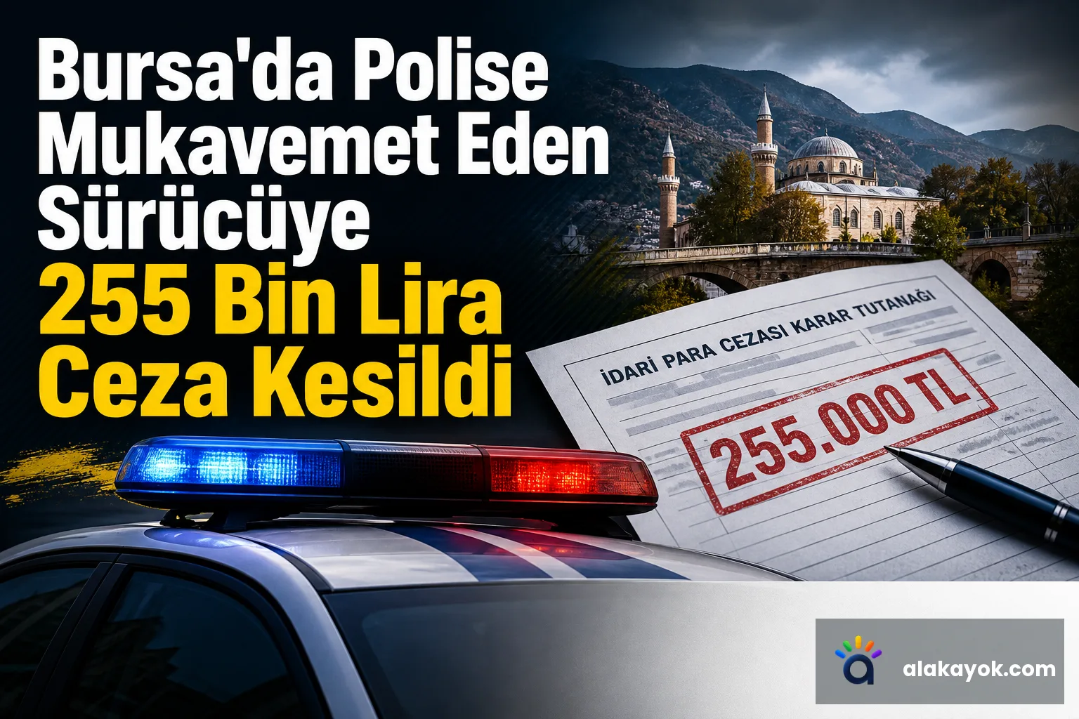 Bursa'da Polise Mukavemet Eden Sürücüye 255 Bin Lira Ceza Kesildi