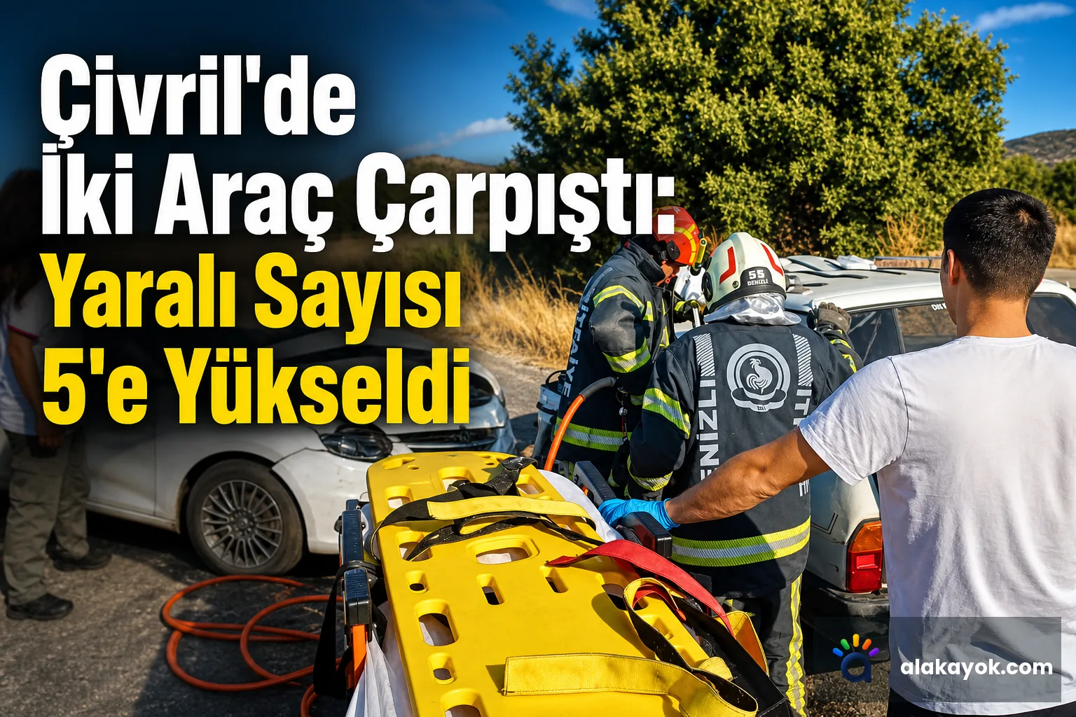 Çivril'de İki Araç Çarpıştı: Yaralı Sayısı 5'e Yükseldi