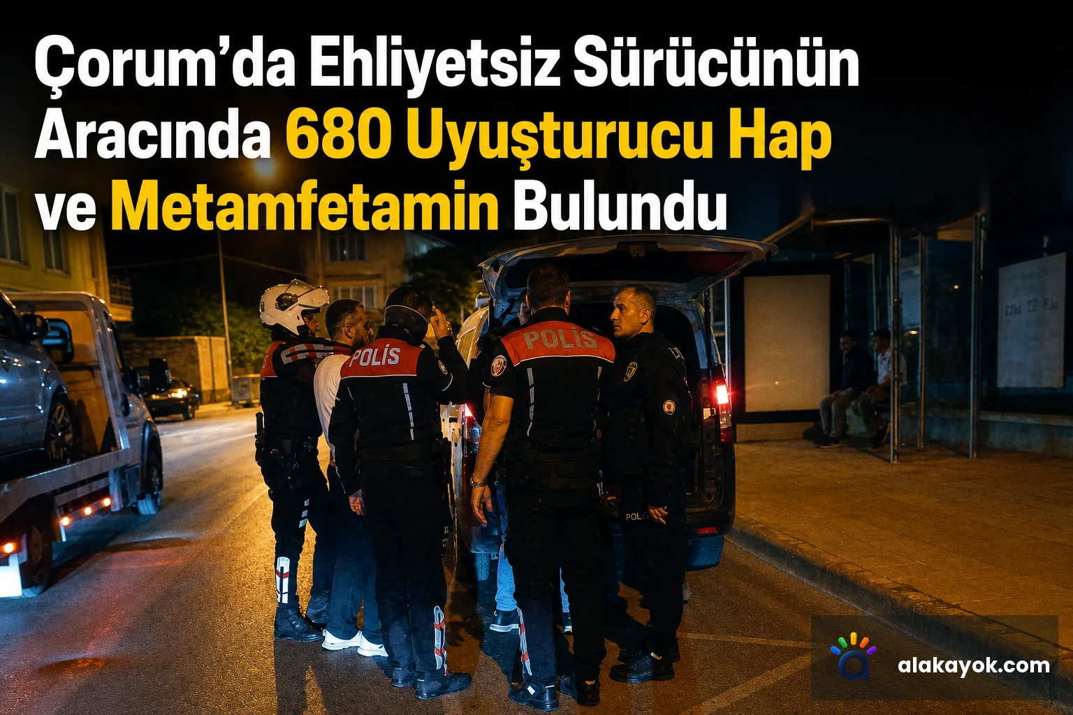 Çorum'da Ehliyetsiz Sürücünün Aracında 680 Uyuşturucu Hap ve Metamfetamin Bulundu
