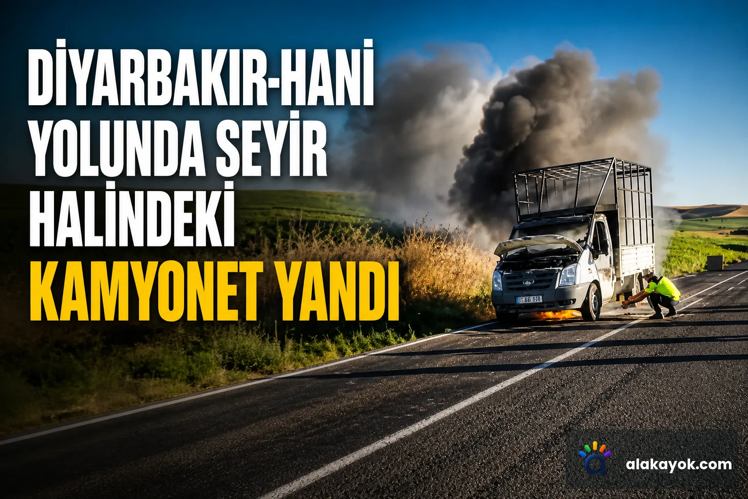 Diyarbakır-Hani Yolunda Seyir Halindeki Kamyonet Yandı