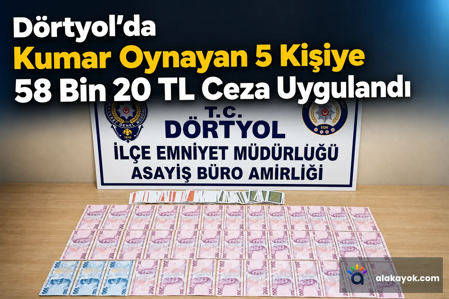 Dörtyol'da Kumar Oynayan 5 Kişiye 58 Bin 20 TL Ceza Uygulandı