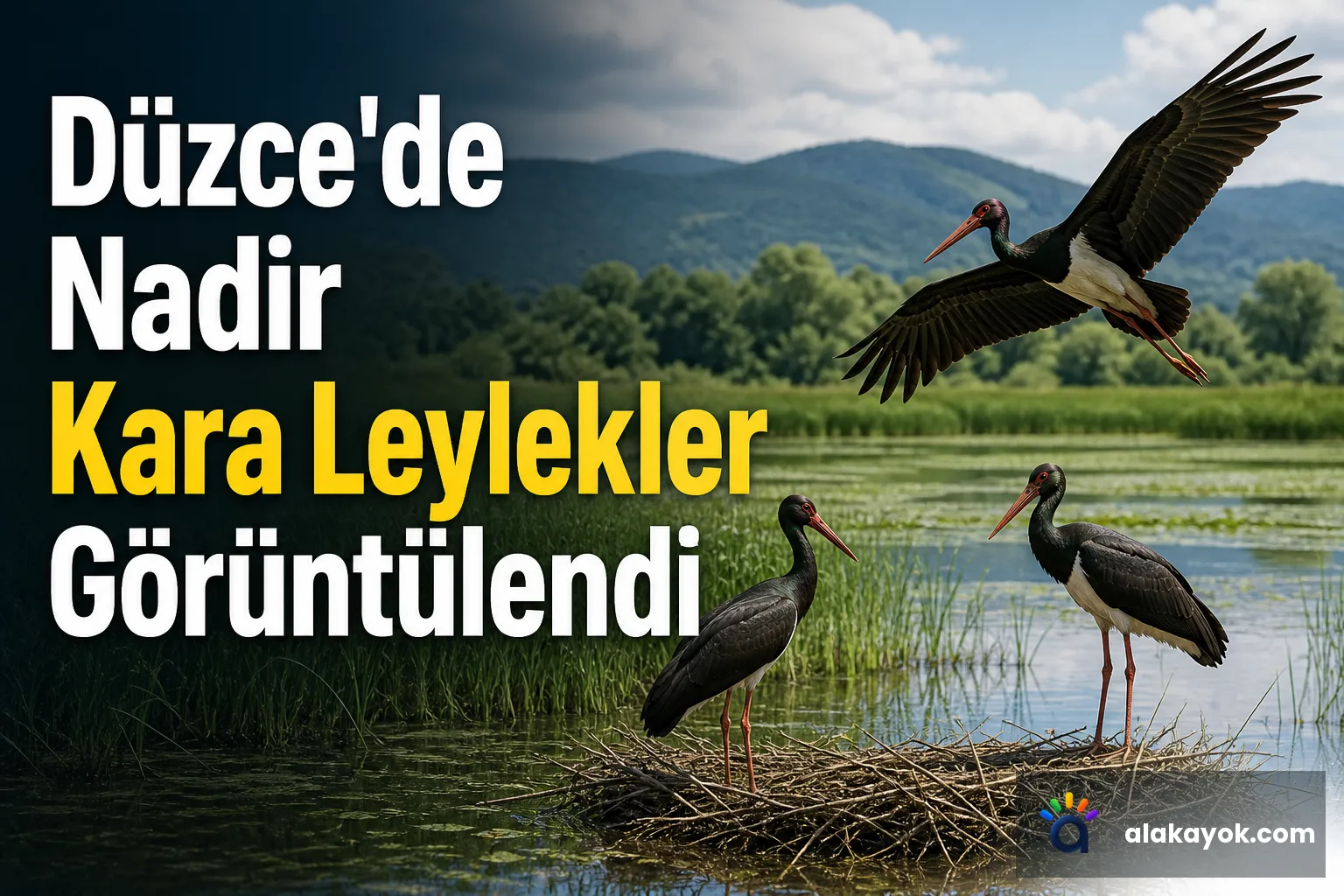 Düzce'de Nadir Kara Leylekler Görüntülendi
