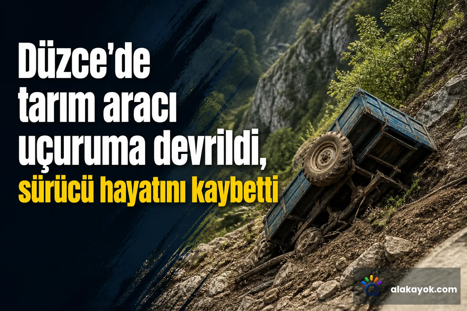 Düzce'de tarım aracı uçuruma devrildi, sürücü hayatını kaybetti