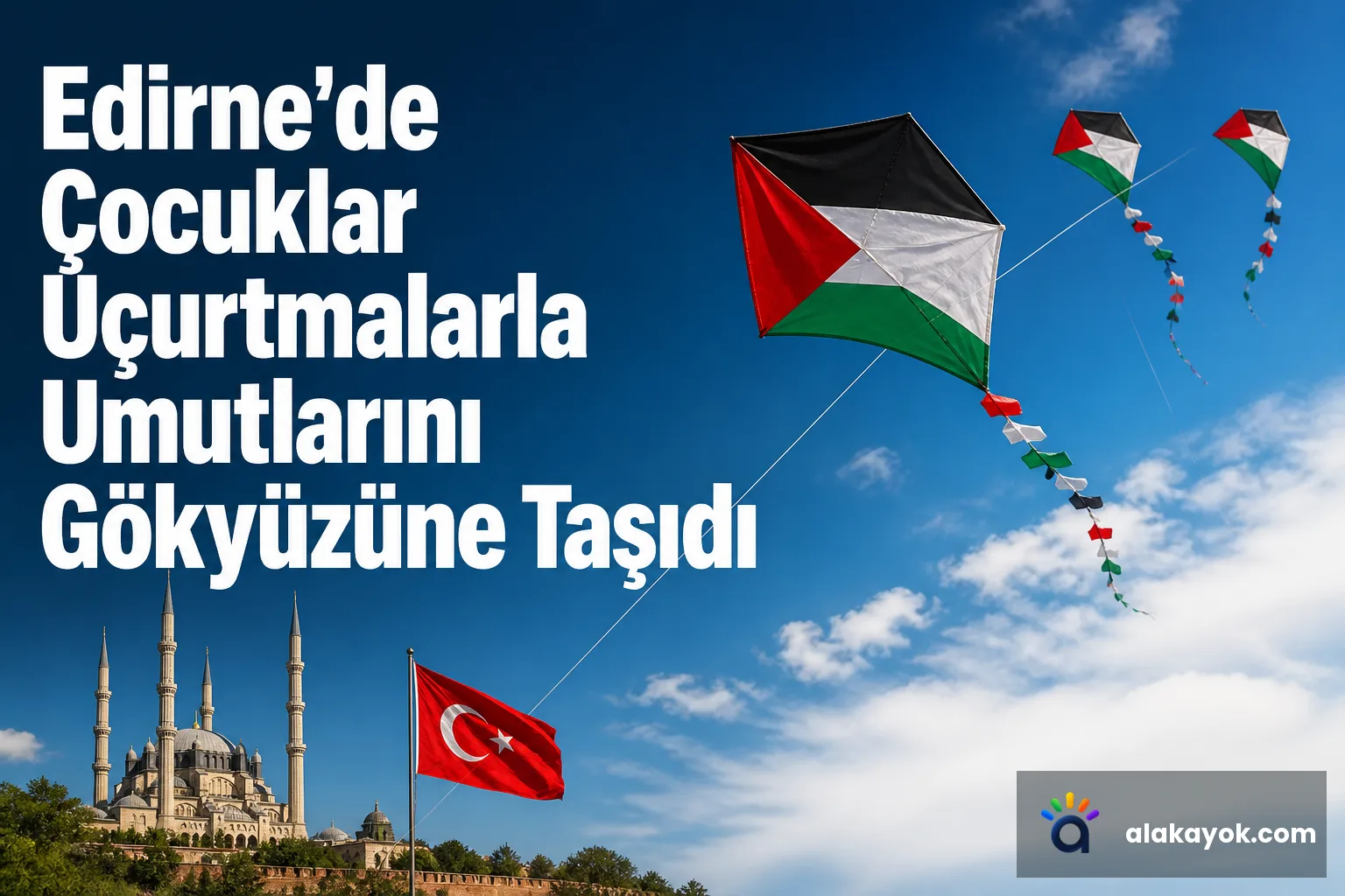 Edirne'de Çocuklar Uçurtmalarla Umutlarını Gökyüzüne Taşıdı