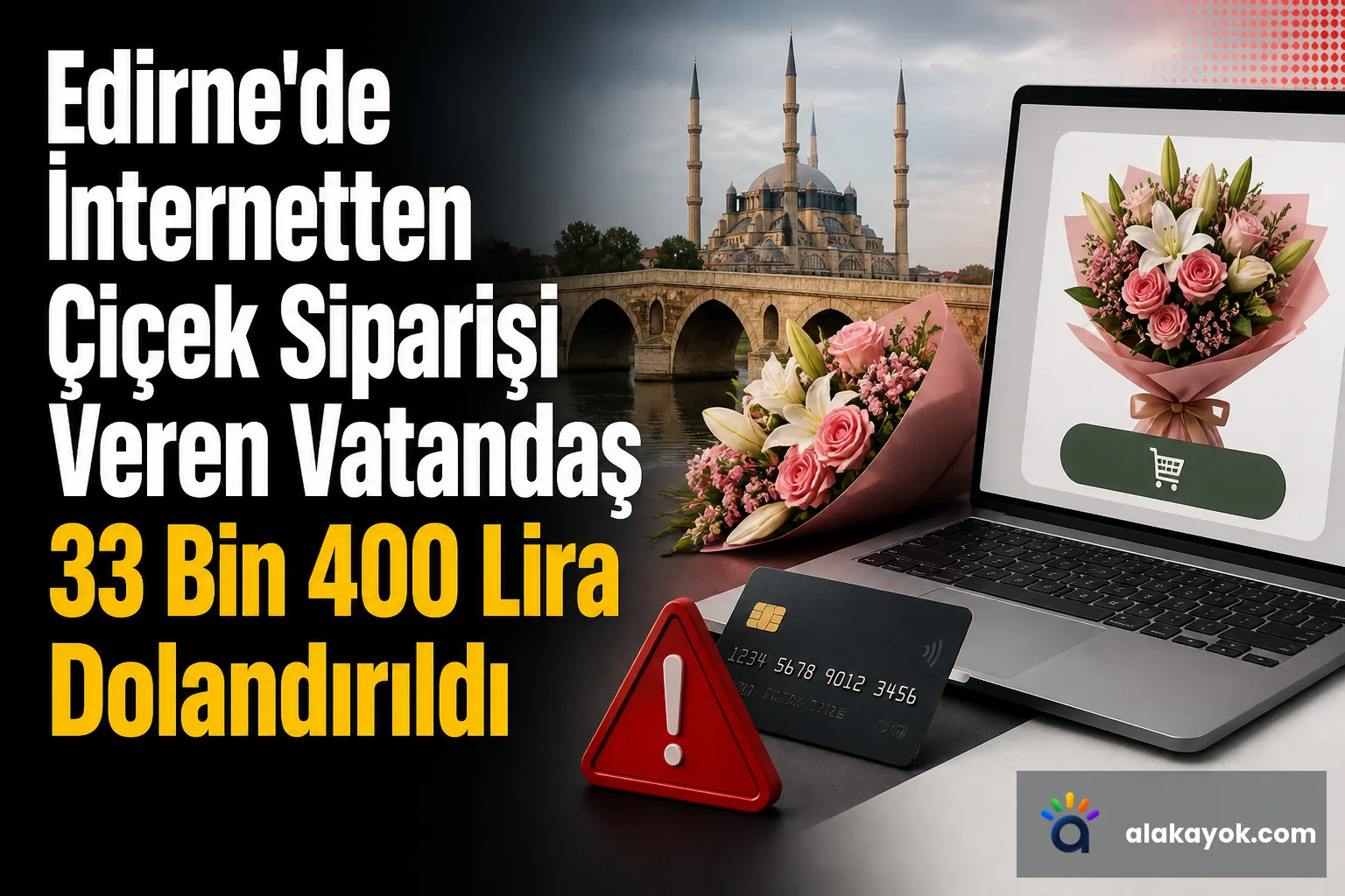Edirne'de İnternetten Çiçek Siparişi Veren Vatandaş 33 Bin 400 Lira Dolandırıldı