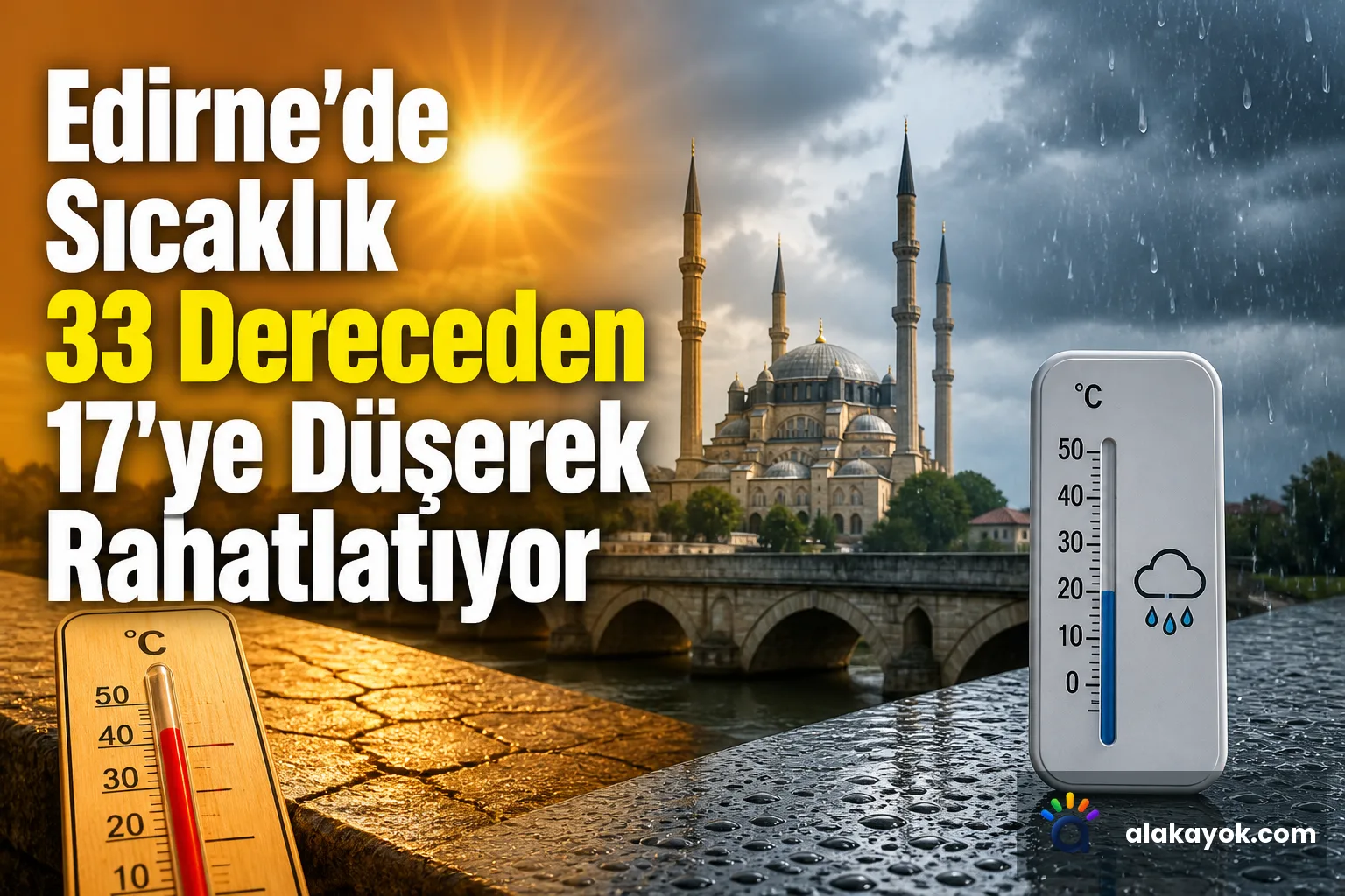 Edirne'de Sıcaklık 33 Dereceden 17'ye Düşerek Rahatlatıyor