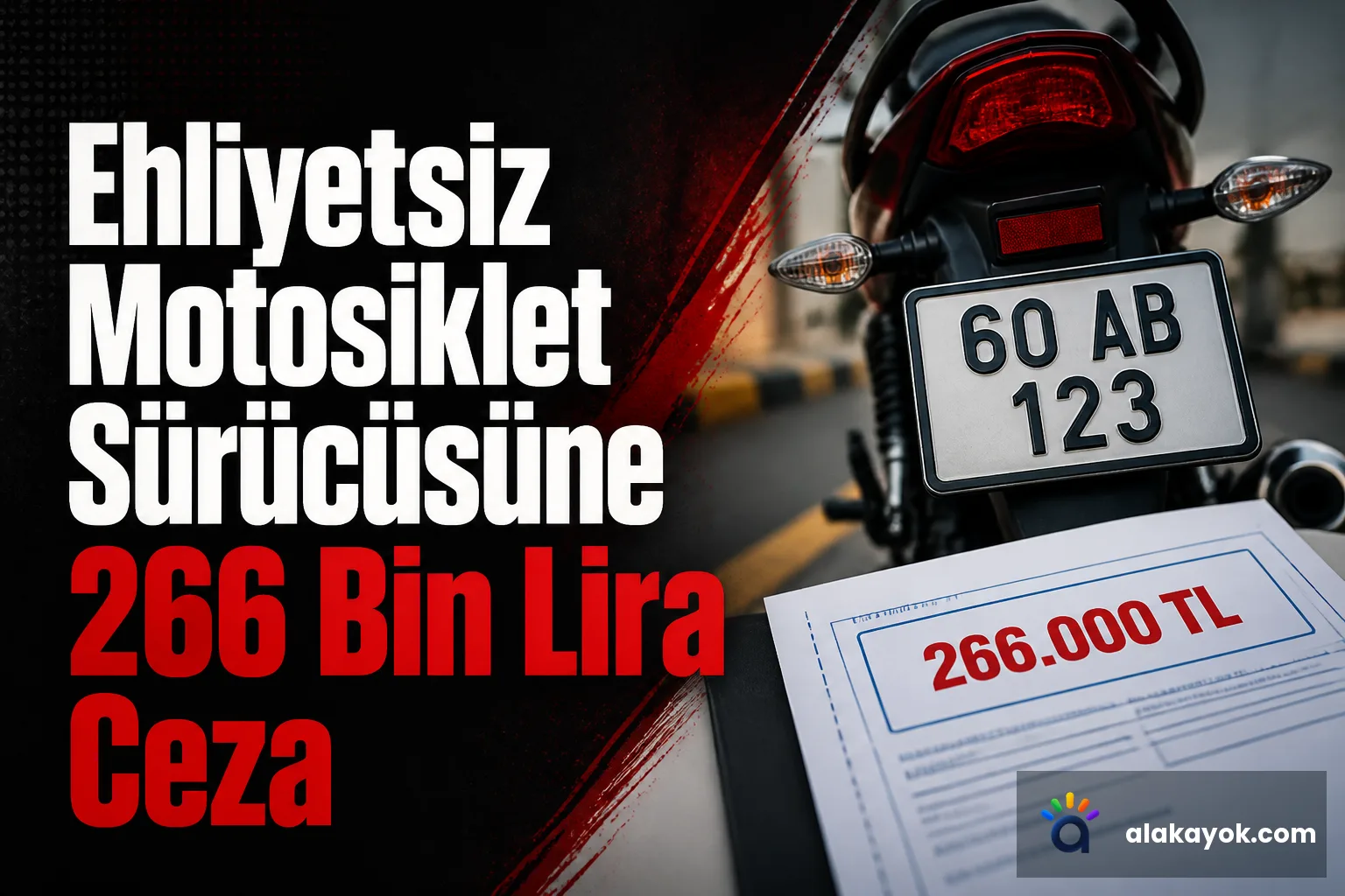 Ehliyetsiz Motosiklet Sürücüsüne 266 Bin Lira Ceza