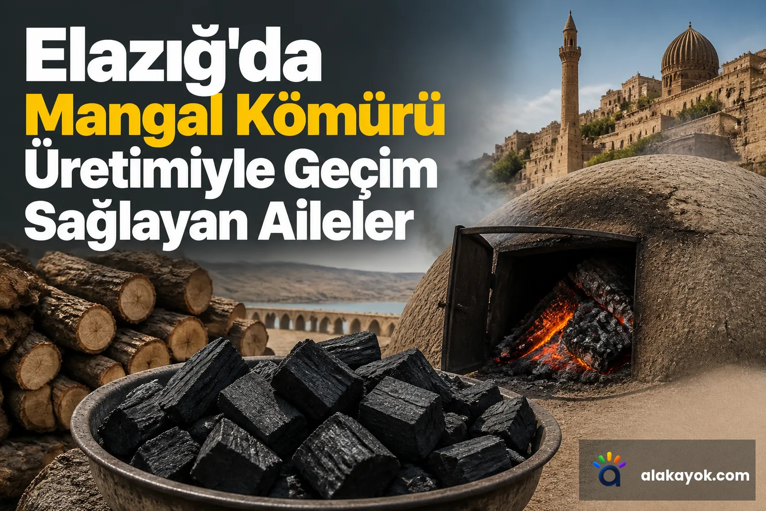 Elazığ'da Mangal Kömürü Üretimiyle Geçim Sağlayan Aileler