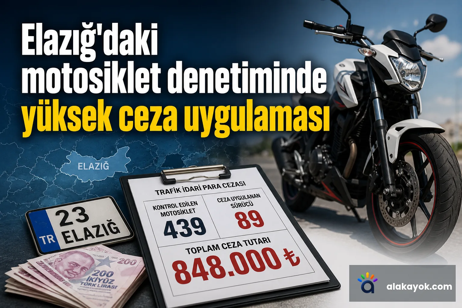 Elazığ'daki motosiklet denetiminde yüksek ceza uygulaması