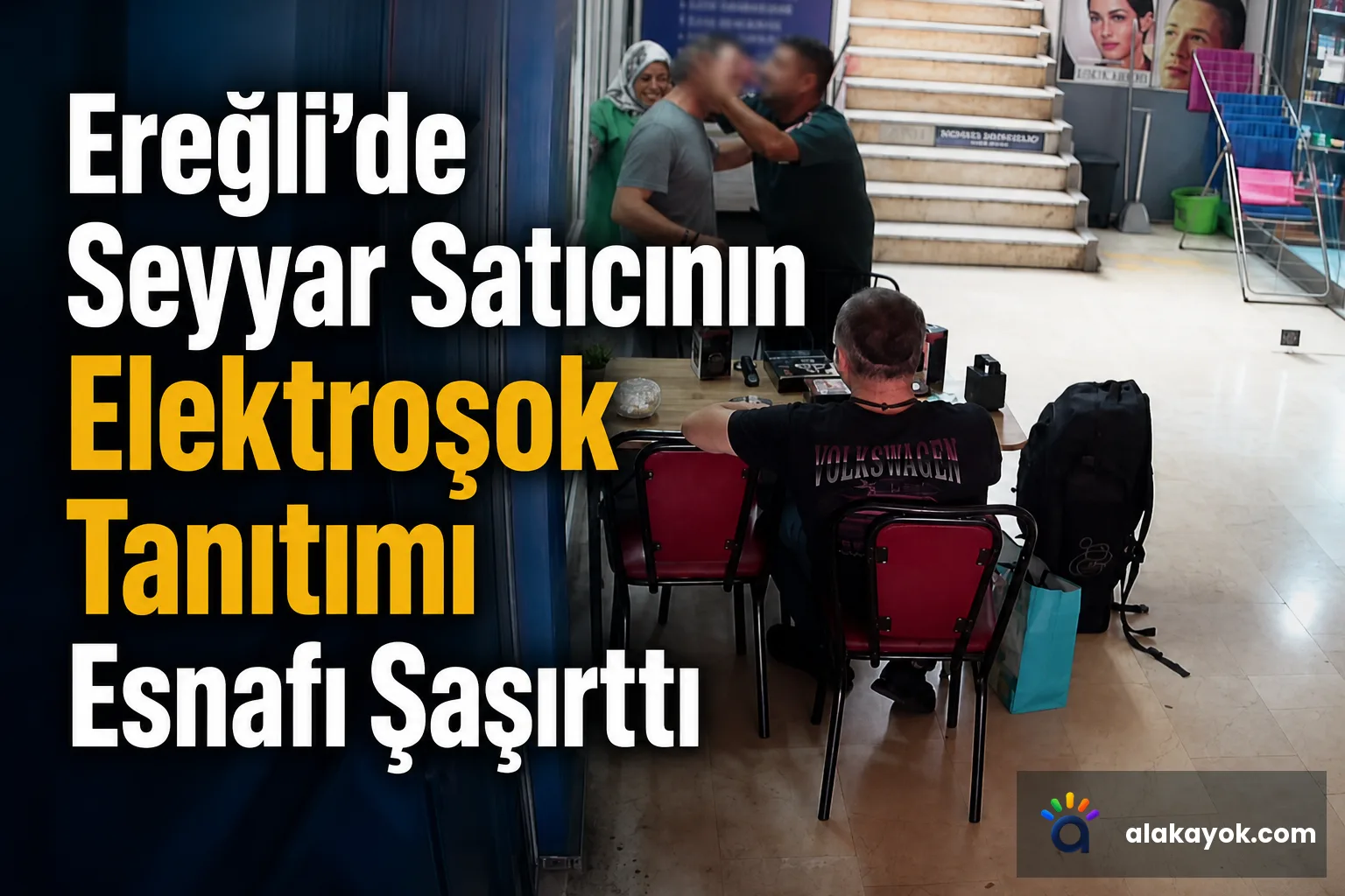 Ereğli'de Seyyar Satıcının Elektroşok Tanıtımı Esnafı Şaşırttı