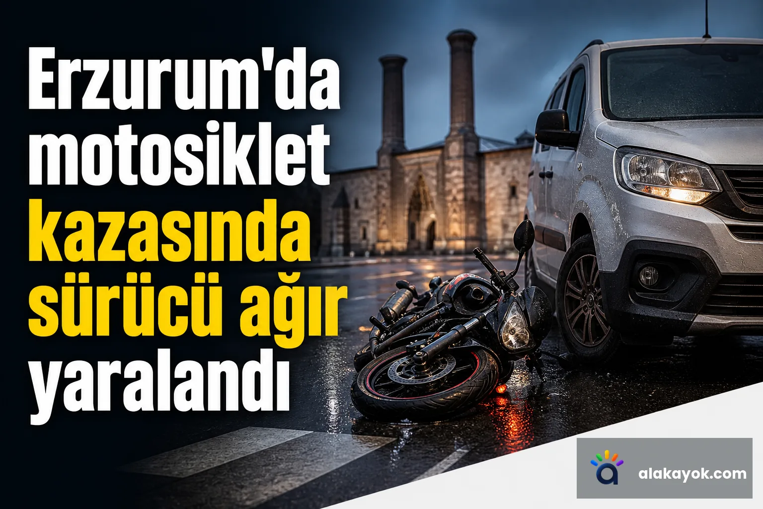 Erzurum'da motosiklet kazasında sürücü ağır yaralandı