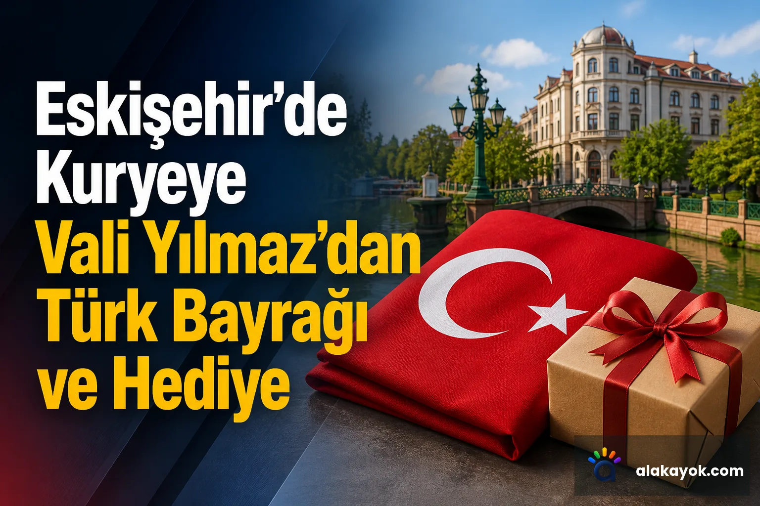 Eskişehir'de Kuryeye Vali Yılmaz'dan Türk Bayrağı ve Hediye