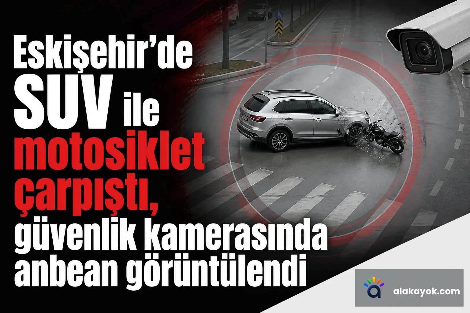 Eskişehir'de SUV ile motosiklet çarpıştı, güvenlik kamerasında anbean görüntülendi