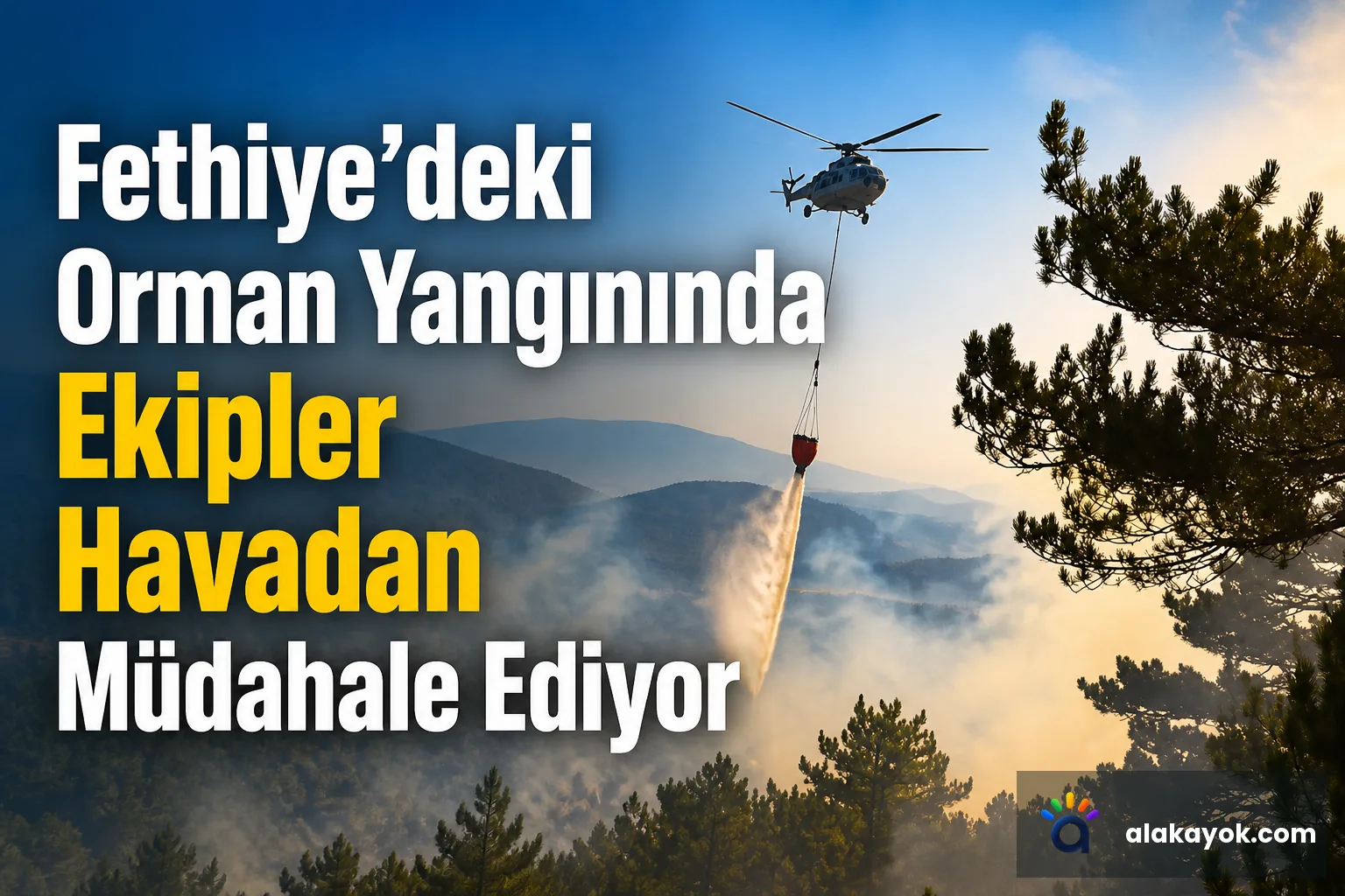 Fethiye'deki Orman Yangınında Ekipler Havadan Müdahale Ediyor