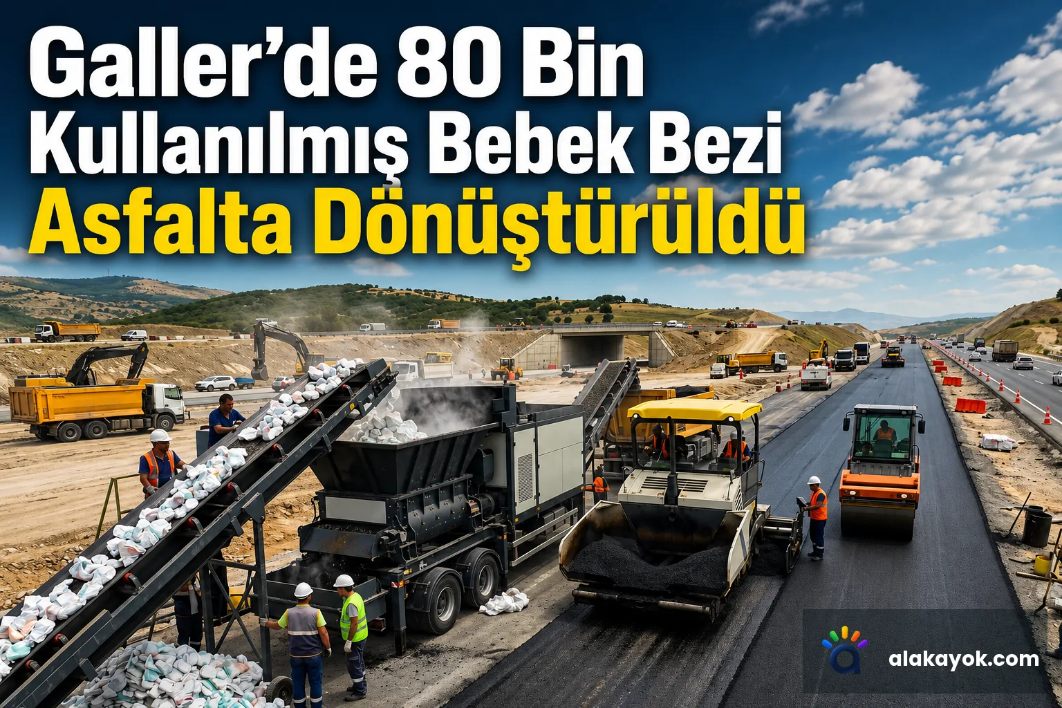 Galler'de 80 Bin Kullanılmış Bebek Bezi Asfalta Dönüştürüldü