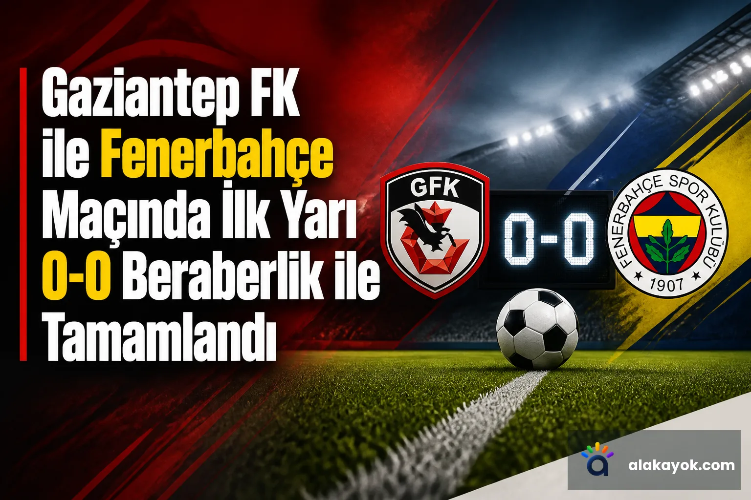 Gaziantep FK ile Fenerbahçe Maçında İlk Yarı 0-0 Beraberlik ile Tamamlandı
