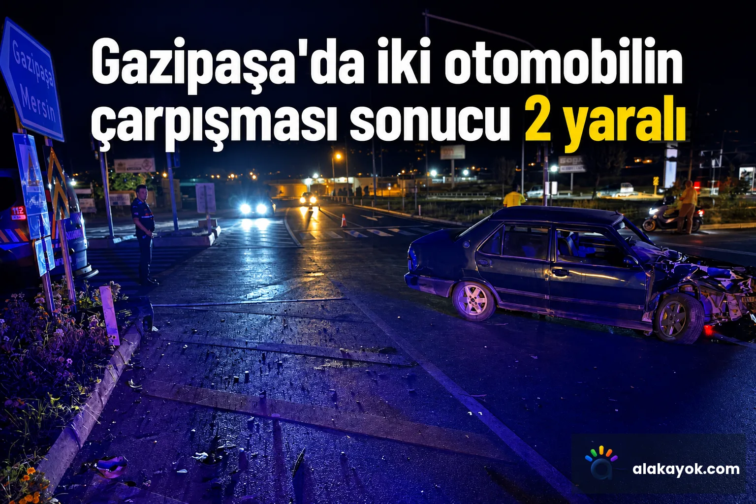 Gazipaşa'da iki otomobilin çarpışması sonucu 2 yaralı