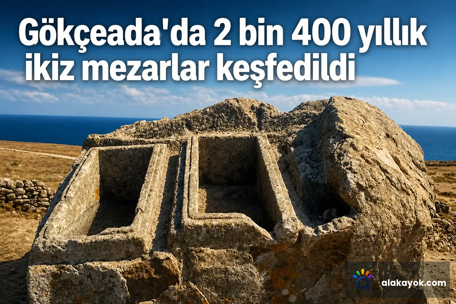 Gökçeada'da 2 bin 400 yıllık ikiz mezarlar keşfedildi