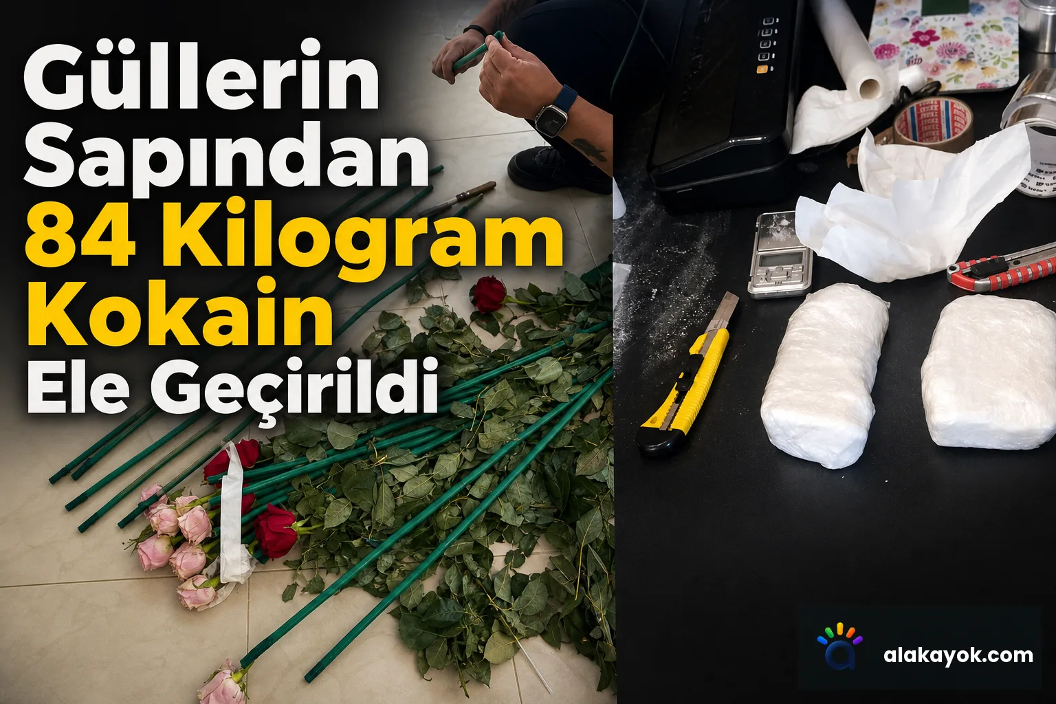 Güllerin Sapından 84 Kilogram Kokain Ele Geçirildi