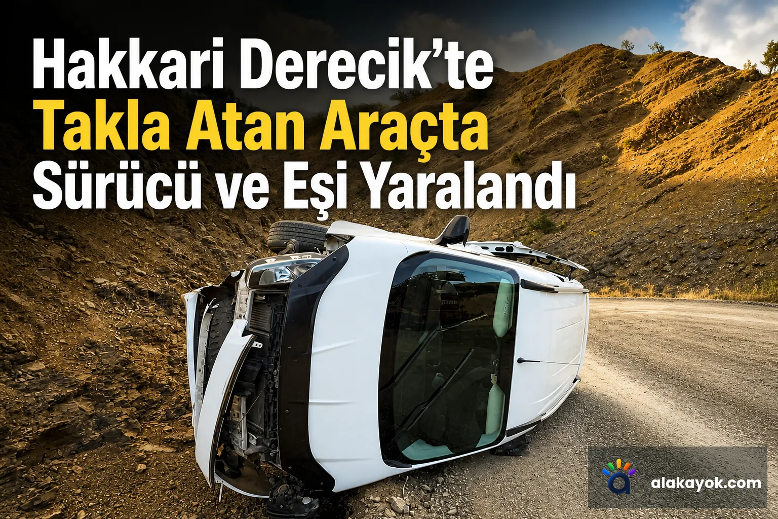 Hakkari Derecik'te Takla Atan Araçta Sürücü ve Eşi Yaralandı